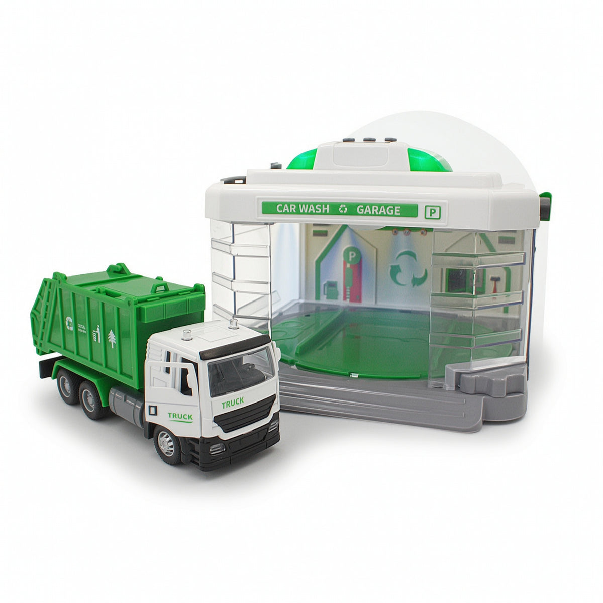 Spray Car Wash Garage with Alloy Car Interactive Playset Screenunplugged Toy Realistic for Toddlers