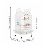 Wheeled Bird Enclosure Caster Wheels Metal Bird Enclosure Peaked Roof for Home