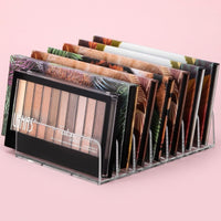 Large 7-Section Palette Organizer for Eyeshadow Holder, Clear Acrylic with Divided Compartments, Drawer for Makeup Table, Storage