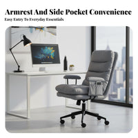 Upholstered Swivel Armchair Stable Base Desk Chair Fluid Rolling Casters