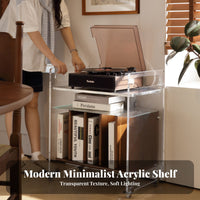 vinyl turntable stand with vinyl collection Storage Mobile Design 2-Tier Vinyl vinyl Table
