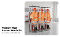 Stainless Steel Fire Suit Stand Heavy Duty Firefighter Gear Rack Silent Casters Rotating Turnout Gear Locker for Training Centers, Industrial Plants