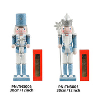 30cm Sky Blue Glitter Nutcracker King Wooden Craft Christmas Decoration