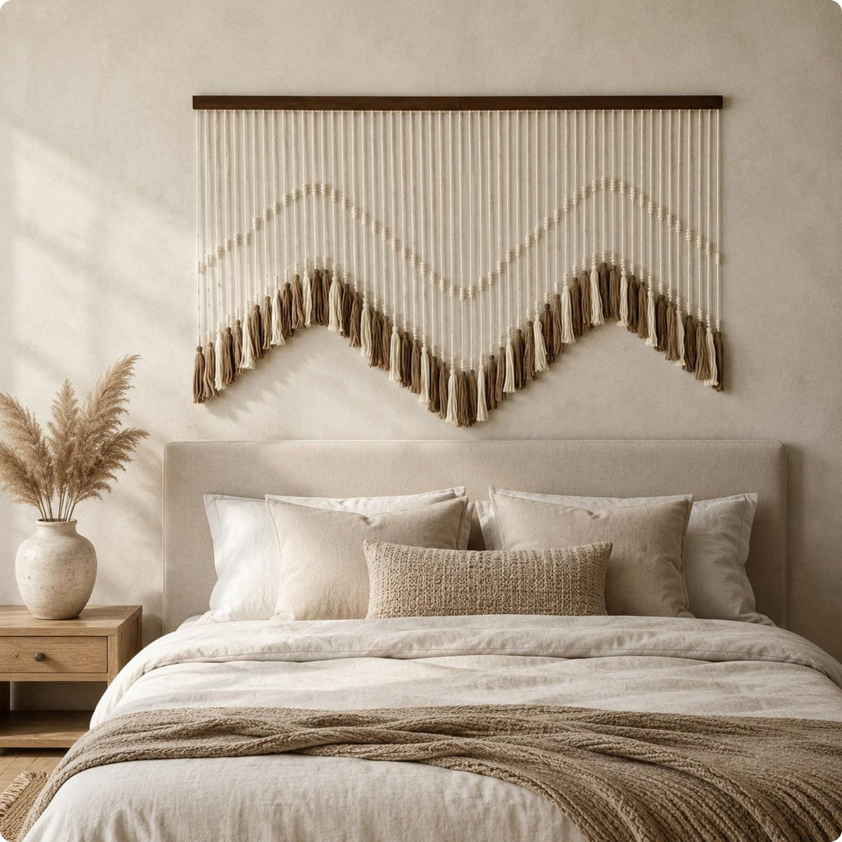Macrame Wall Hanging Handmade Tassel Wall Art Woven for Bedroom