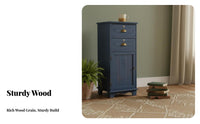 Narrow Bedside Cabinet Retro Design Narrow Storage Locker with Drawer Distressed Finish Large Capacity for Bedroom, Small Areas