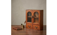 Wooden Desktop Display Cabinet Space-Saving Tabletop Display Cabinet Vintage-Style Organizer Antique-Inspired for Homeowners, Collectors