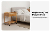 Rolling Nightstand with Drawers Easy to Assemble Bedside Cabinet Multi-Purpose