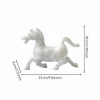 Jade-Look Horse Sculpture Resin Material Figurine Success Symbol for Living Room