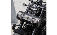 Biker-Style Motorcycle Hanging Bag Riveted Motorcycle Bag with Skull Emblem Structured Saddlebag Long-Lasting for Bikers