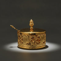 Ornate Sugar Bowl with Spoon Decorative Filigree Sugar Pot Long-Lasting Seasoning Jar Food-Safe for Hosts