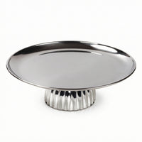 Elevated Tray with Pedestal Base Silver-Tone Mirrored Pedestal Fruit Bowl Reflective Footed Round Tray for Home Stylists