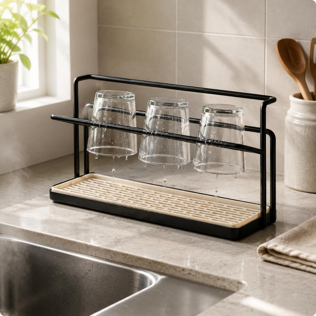Double Layer Cup Rack Stable Frame 2 Tier Cup Organizer Rust Resistant