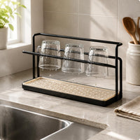 Double Layer Cup Rack Stable Frame 2 Tier Cup Organizer Rust Resistant