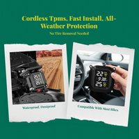 Motorcycle Tire Pressure Tracking System, cordless Solar TPMS, waterproof detector, instant display