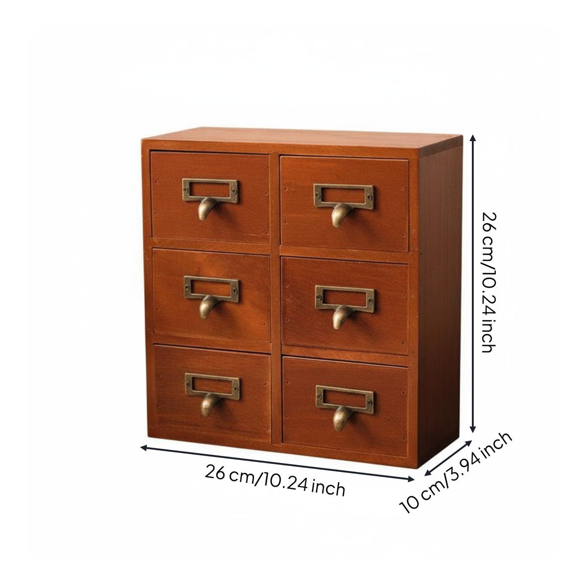 Wooden Desktop Organizer Space-Saving Design Retro Wooden Counter Storage Box Drawers 6 Drawer Desktop Organizer for Study Room, Bedroom