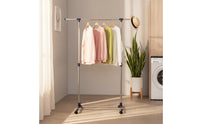Adjustable Clothes Drying Rack with Wheels Extendable Clothes Rack with Wheels Rolling Mobile for Laundry Room, Balcony, Small Apartments, Bedroom