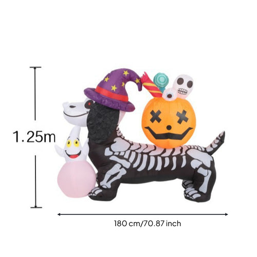 Skeleton Dog Inflatable Halloween Decoration Halloween Yard Decoration Outdoor Festive for Party, Entryway