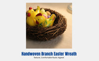 Easter Bird Basket Decor, Chick & Oval Wreath, Rattan Circle Hanging, Holiday Home Decoration
