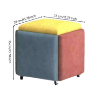 Side Table Stool Cube-Shaped Side Stool Patchwork