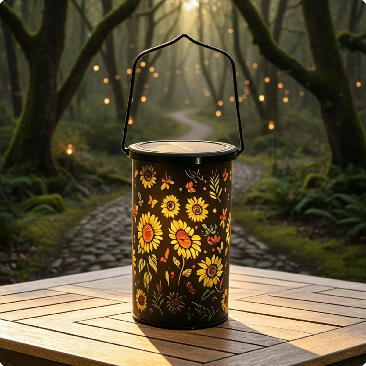 Floral Lantern Vintage Design Hanging Solar Lantern LED for Garden, Yard