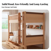 Solid Wood Bunk Bed Guard Rails Wooden Bunk Bed Space-Saving Design Bedroom Furniture for Students, Teenagers, Dorm Room, Apartment