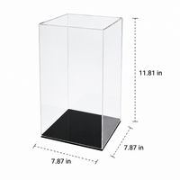 Acrylic Display Cabinets, Clear Figure Display Case 20x20cm, Dustproof Collectible Display Case with Black Base