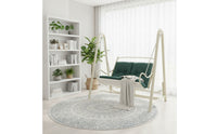 Padded Double Swing Chair with Stand Indoor Freestanding Swing Seat Chair Outdoor Hanging Lounger with Frame Sturdy for Readers, Balcony, Garden, Living Room