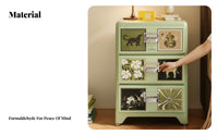 Patterned 3-Drawer Chest Safe Nightstand Large Capacity for Parents