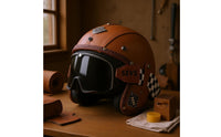 Vintage Motorcycle Half Helmet Braided Trim Riding Gear Adjustable Chin Strap