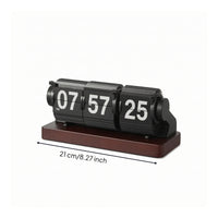 Flip Clock with Wooden Base Vintage Retro Flip Clock Classic for Students