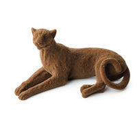 Leopard Figurine Flocked Leopard Statue Velvet-Textured Ornament for Decorators, Shelf