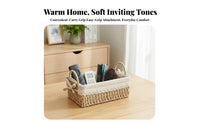 clothLined Woven Container With Handles Handled Utility Carrier Handmade