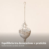 Hanging Planter with Chain Openwork Hanging Round Planter Hook Mount for Balcony