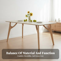 robust Wood Frame Rock Slab Table with Upholstered Chairs Light Luxury design Table and 6 Chairs set Sintered Stone table surface Dining Room Set Modern Minimalist Design for Families, Homeowners, Adults, Kitchen, Entertaining Guests, Apartment, Home