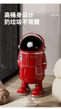 Modern Minimalist Astronaut Trash Can with Slide Lid, Large Capacity, Dual Buckets, PP Material
