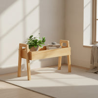Rectangular Plant Tray with Legs Compact Wooden Plant Stand Decorative Flower Pot Holder for Living Room