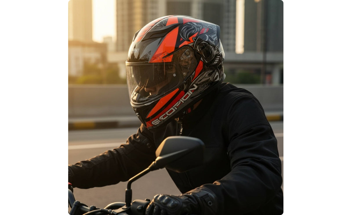 DOT Approved Full-Coverage Headgear | Aerodynamic with Visor, for Street Riding
