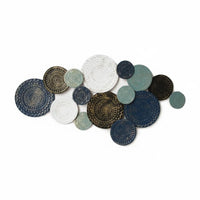 Metal Disc Wall Art Embossed Circular Metal Wall Sculpture Textured for Entryway