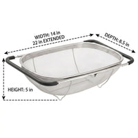 Square Drain Basket Kitchen Sink Drainer, Stainless Steel Sink Rack with Rectangular Holes, Retractable Drainer for Vegetable Washing Storage