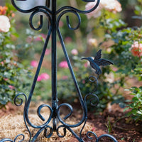 Metal Bird Bath for Native Birds, 17.7 inch Outdoor Bird Feeder, Weather Resistant Garden Art for Backyard, Navy Blue