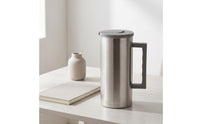 Stainless Steel Cold Water Pitcher Brushed Water Jug Easy-to-Clean Pitcher with Lid and Handle Dishwasher Safe for Office