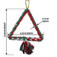 Parrot Toys with Arch Perch, Solid Wood Budgie and Cockatiel Toys with Bells, Lovebird Climbing Rope Toys for Parakeet and Cockatiel