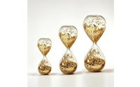 Shimmering Hourglass with Gold Glitter Elegant Decorative Hourglass Clear Tabletop Accent Aesthetic for Home Decorators, Minimalists, Living Room, Office, Study, Bedroom