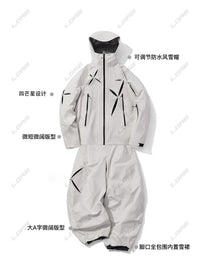 临典白色星芒滑雪服套装女2025新款防风加厚外套单板雪衣裤装备男
