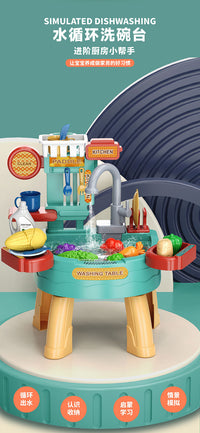 Children's Kitchen Toy Set with Circulating Water and Fishing Play