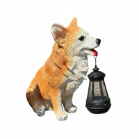 Solar Dog Garden Statue Auto on/deactivated Outdoor Decor Hand Painted Look