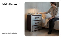 Bedside Drawer Cabinet Mechanical and Appearance Riveted Aeronautic End Table Vintage Look Multifunctional for Homeowners