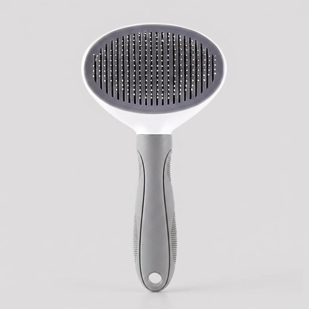Cat Brush and Pet Hair Remover for Dog Grooming, Self Cleaning Dog Brush with Ribbed Ergonomic Handle, Metal Pin Cat Comb for Pet Grooming