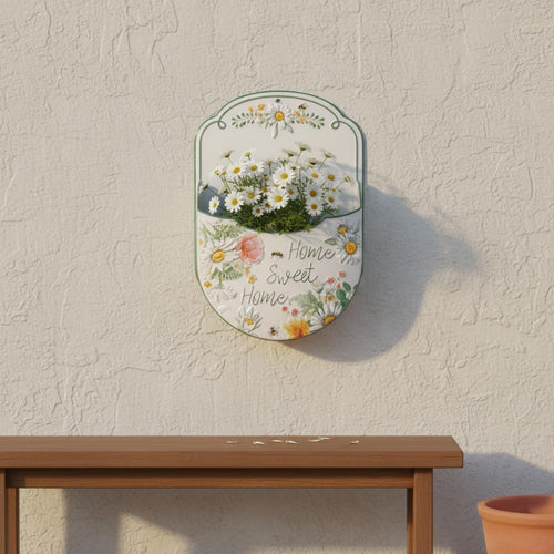 Retro Wall Planter European Theme Wall-Hung Flower Basket Large Open Mouth Decorative Hanging Basket for Courtyard