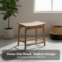 Chinese Aesthetic Saddle Seat Stool Minimalist design Small Bench sturdy Construction Household Furniture Space-Saving for Adults, Homeowners, Interior Decorators, Entryway, Living Room, Bedroom, Home Office